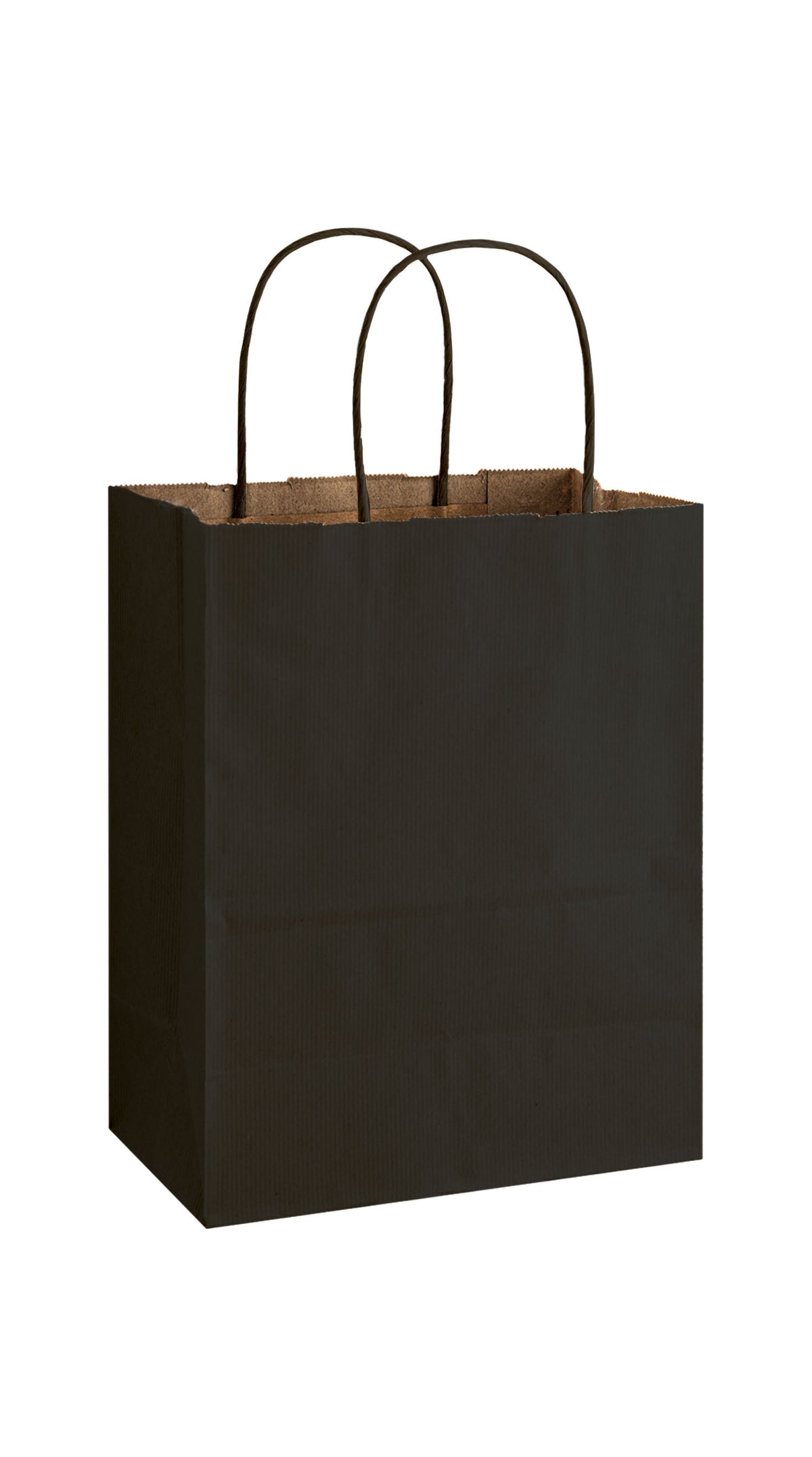 Black shadow stripe matte shopping bag, 8 x 4-3/4 x 10-1/2"