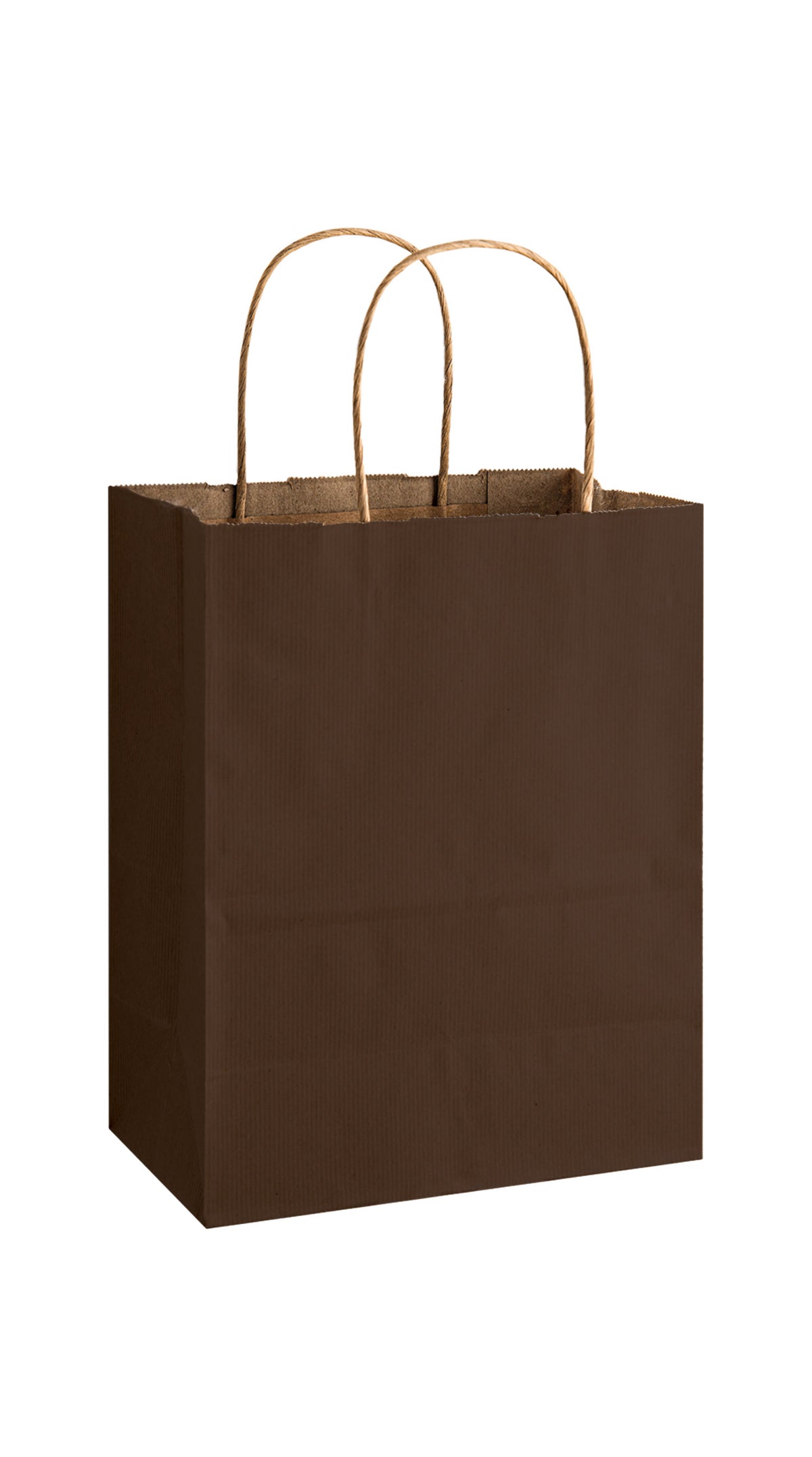 Chocolate shadow stripe matte shopping bag, 8 x 4-3/4 x 10-1/2"
