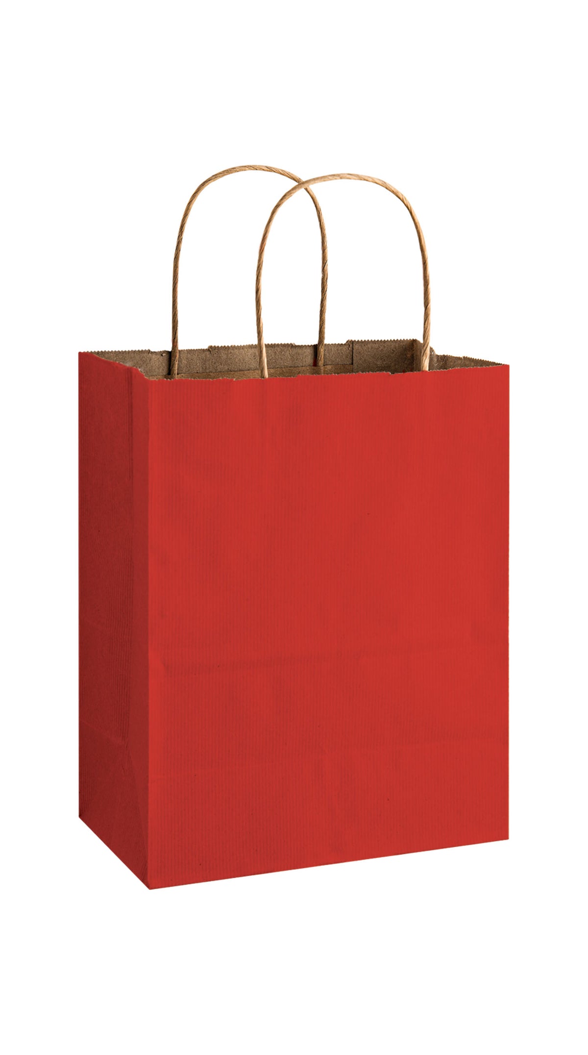 Red shadow stripe matte shopping bag, 8 x 4-3/4 x 10-1/2"
