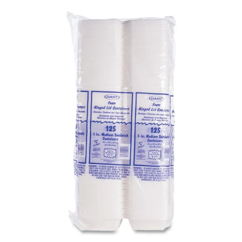 Dart Foam Hinged Lid Containers, 5.38 x 5.5 x 2.88, White, 500/Carton (50HT1)