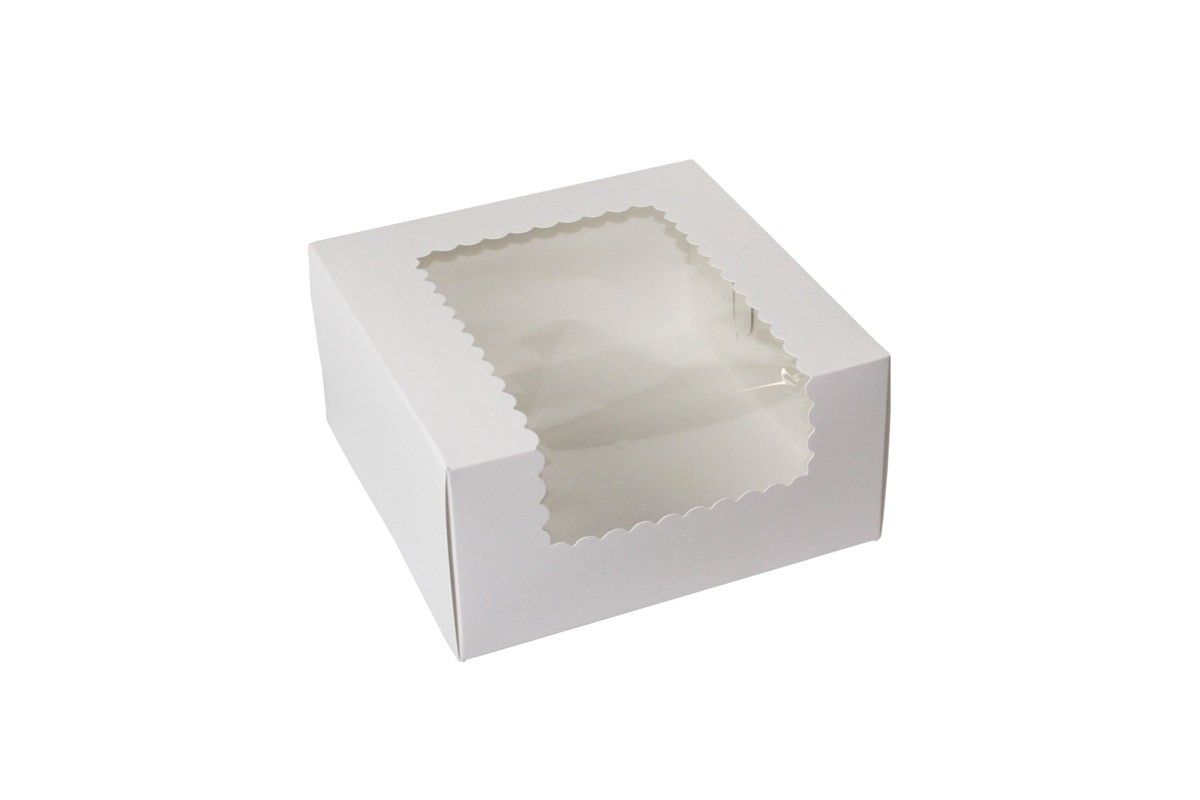 White - Window Cupcake/Bakery Box - 8 x 8 x 4"
