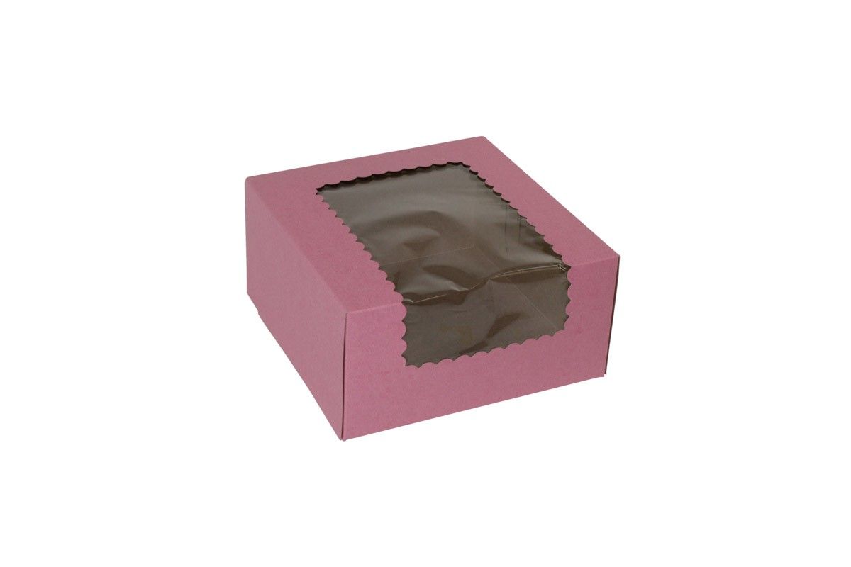 Strawberry - Window Cupcake/Bakery Box - 8 x 8 x 4"