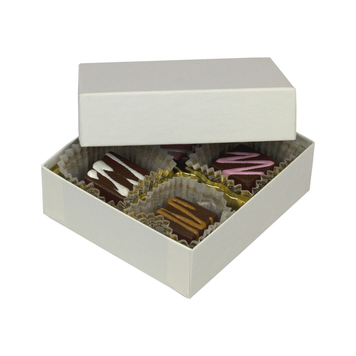 White Krome - Rigid Candy Box - Lid & Base - (1/8 lb) 3-1/2 x 3-1/4 x 1-1/8"