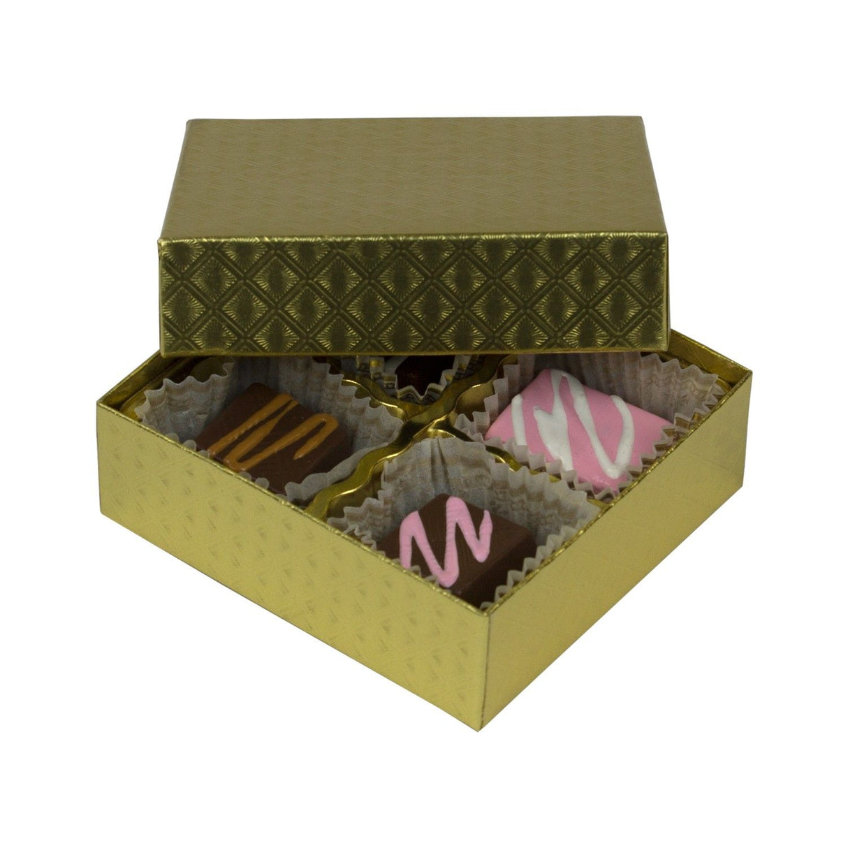 Gold Diamond - Rigid Candy Box - Lid & Base - (1/8 lb) 3-1/2 x 3-1/4 x 1-1/8"