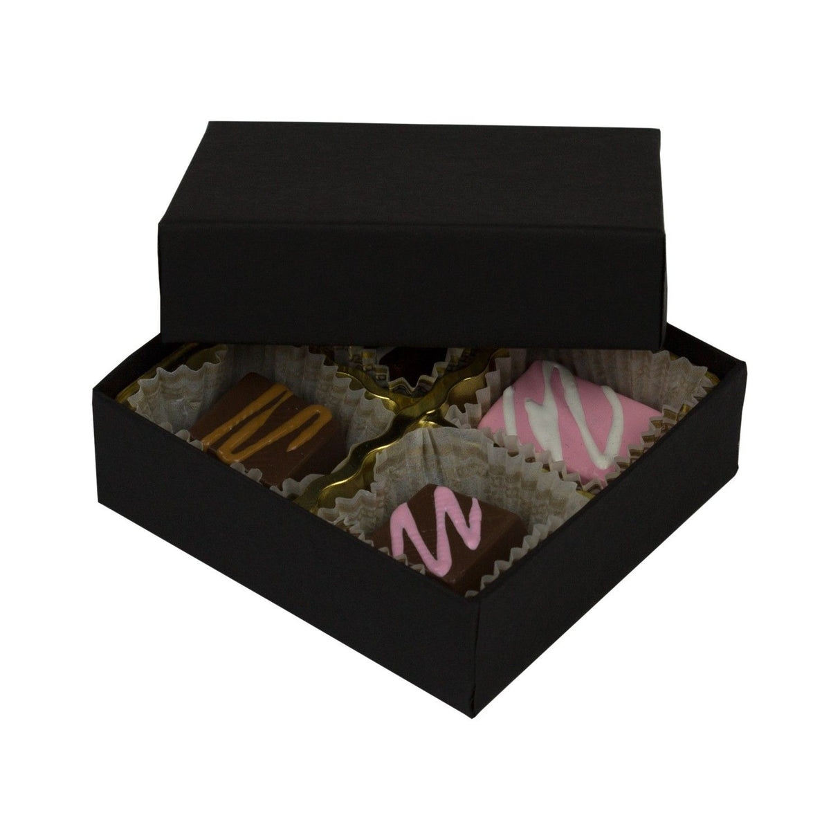 Black Onyx - Rigid Candy Box - Lid & Base - (1/8 lb) 3-1/2 x 3-1/4 x 1-1/8"