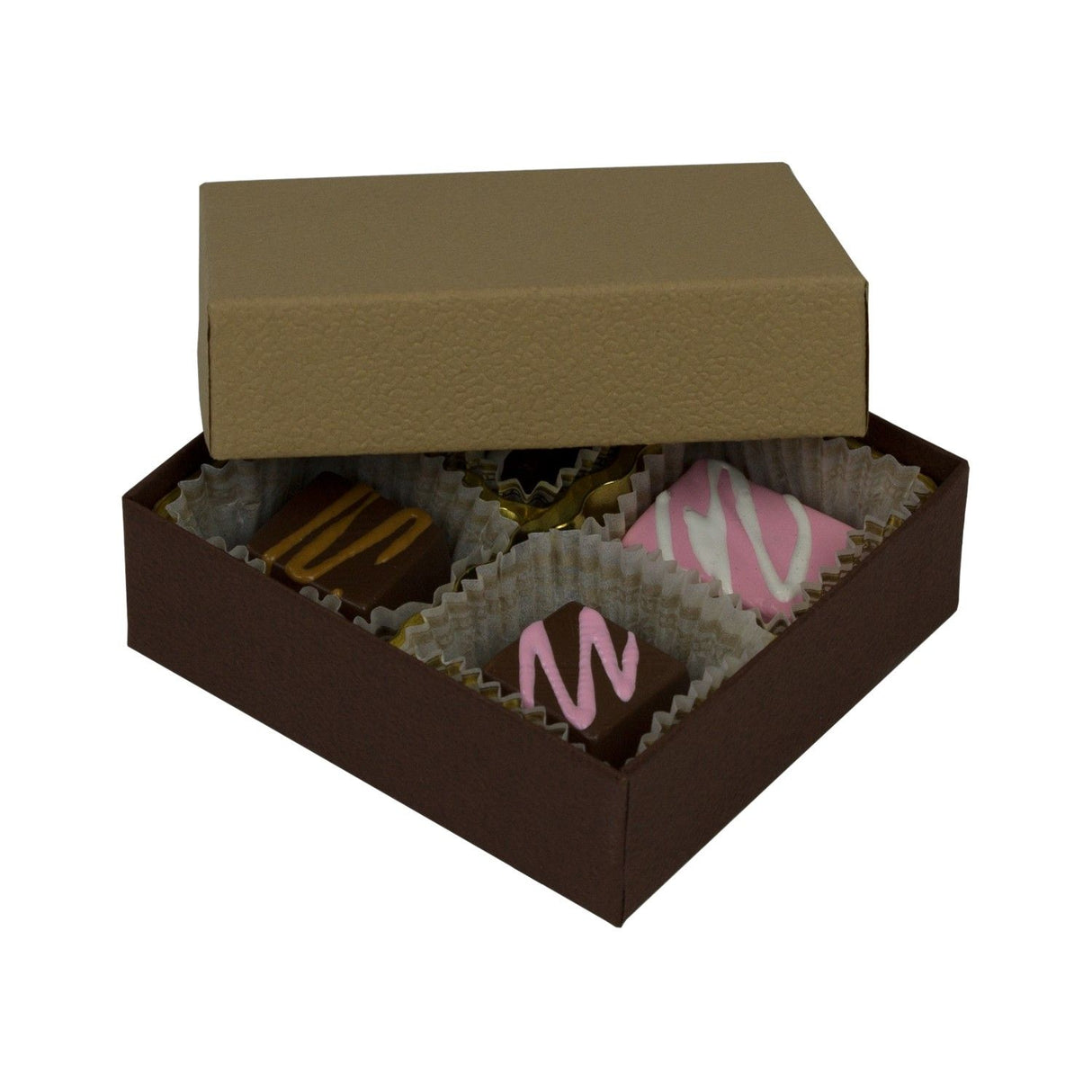 Latte Lid / Cocoa Base - Rigid Candy Box - Lid & Base - (1/8 lb) 3-1/2 x 3-1/4 x 1-1/8"