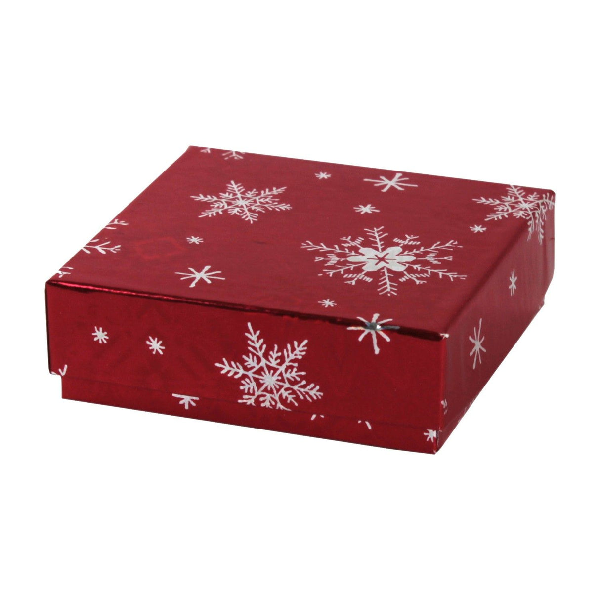 Red Snowflake - Rigid Candy Box - Lid & Base - (1/8 lb) 3-1/2 x 3-1/4 x 1-1/8"