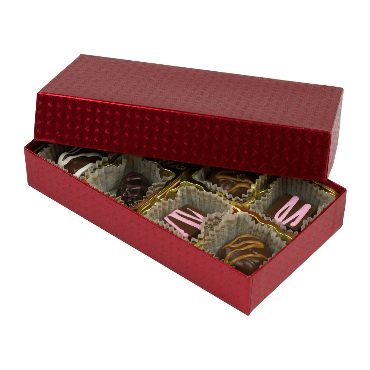 Red Diamond - Rigid Candy Box - Lid & Base - (1/4 lb) 6-1/2 x 3-1/2 x 1-1/8"