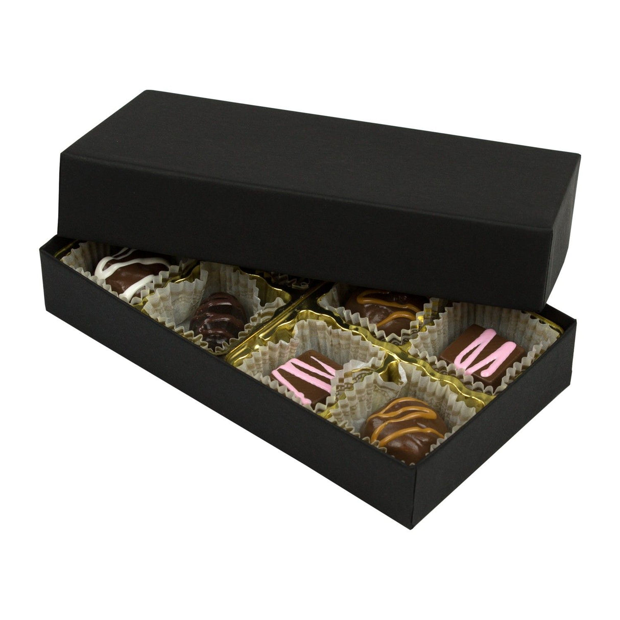 Black Onyx - Rigid Candy Box - Lid & Base - (1/4 lb) 6-1/2 x 3-1/2 x 1-1/8"