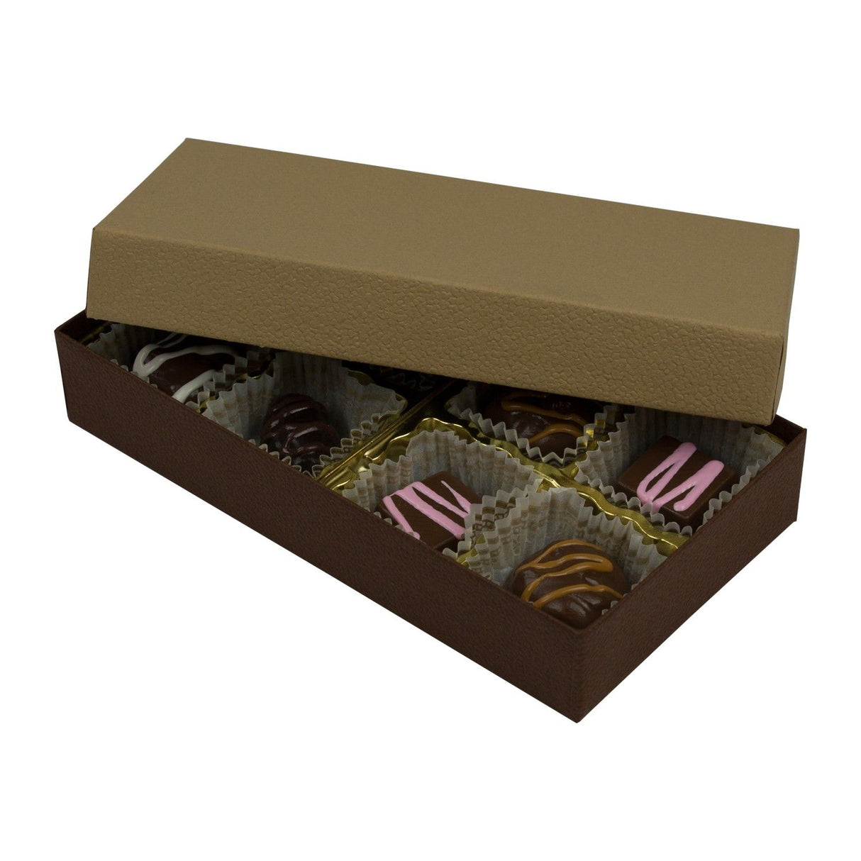 Latte Lid / Cocoa Base - Rigid Candy Box - Lid & Base - (1/4 lb) 6-1/2 x 3-1/2 x 1-1/8"