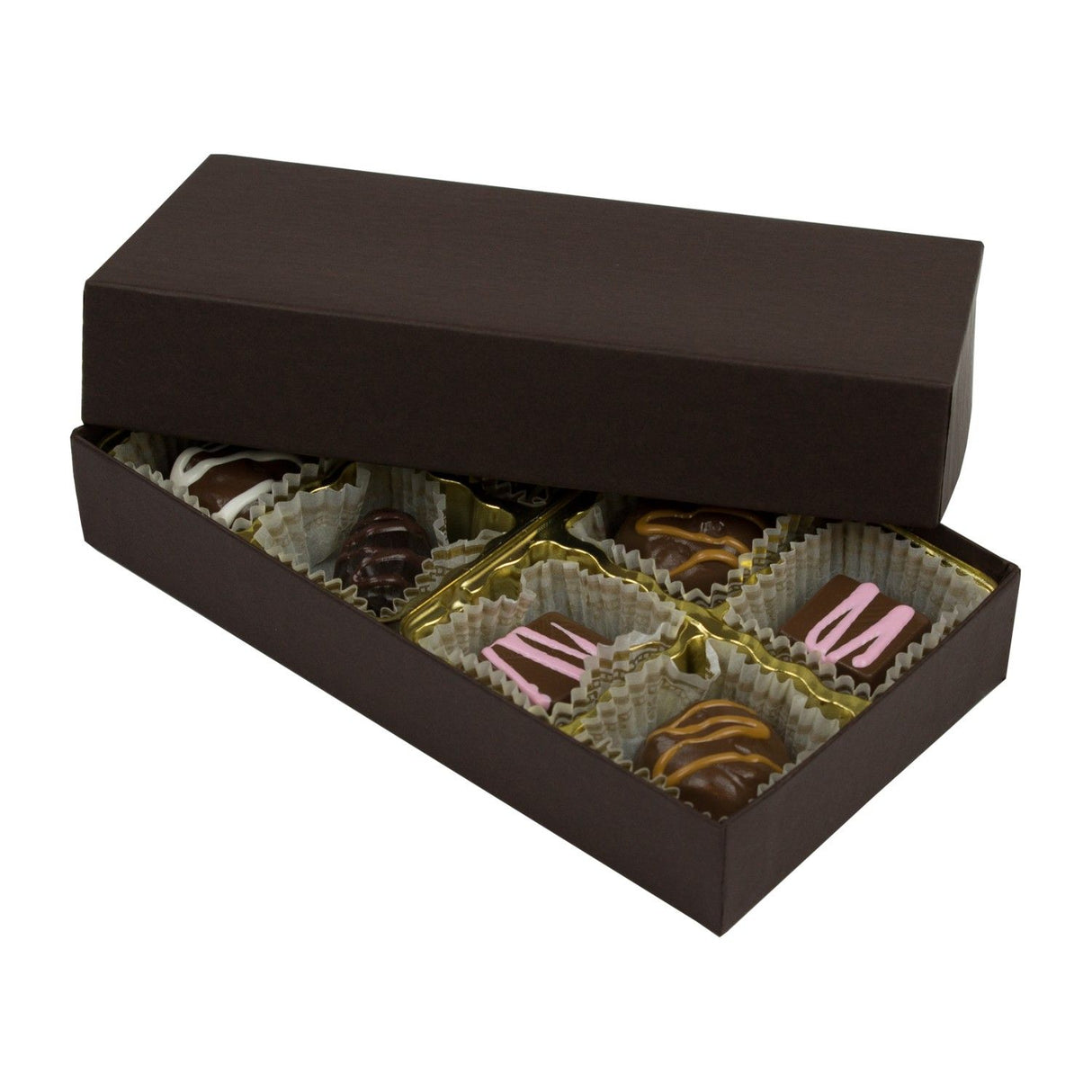 Dark Chocolate - Rigid Candy Box - Lid & Base - (1/4 lb) 6-1/2 x 3-1/2 x 1-1/8"