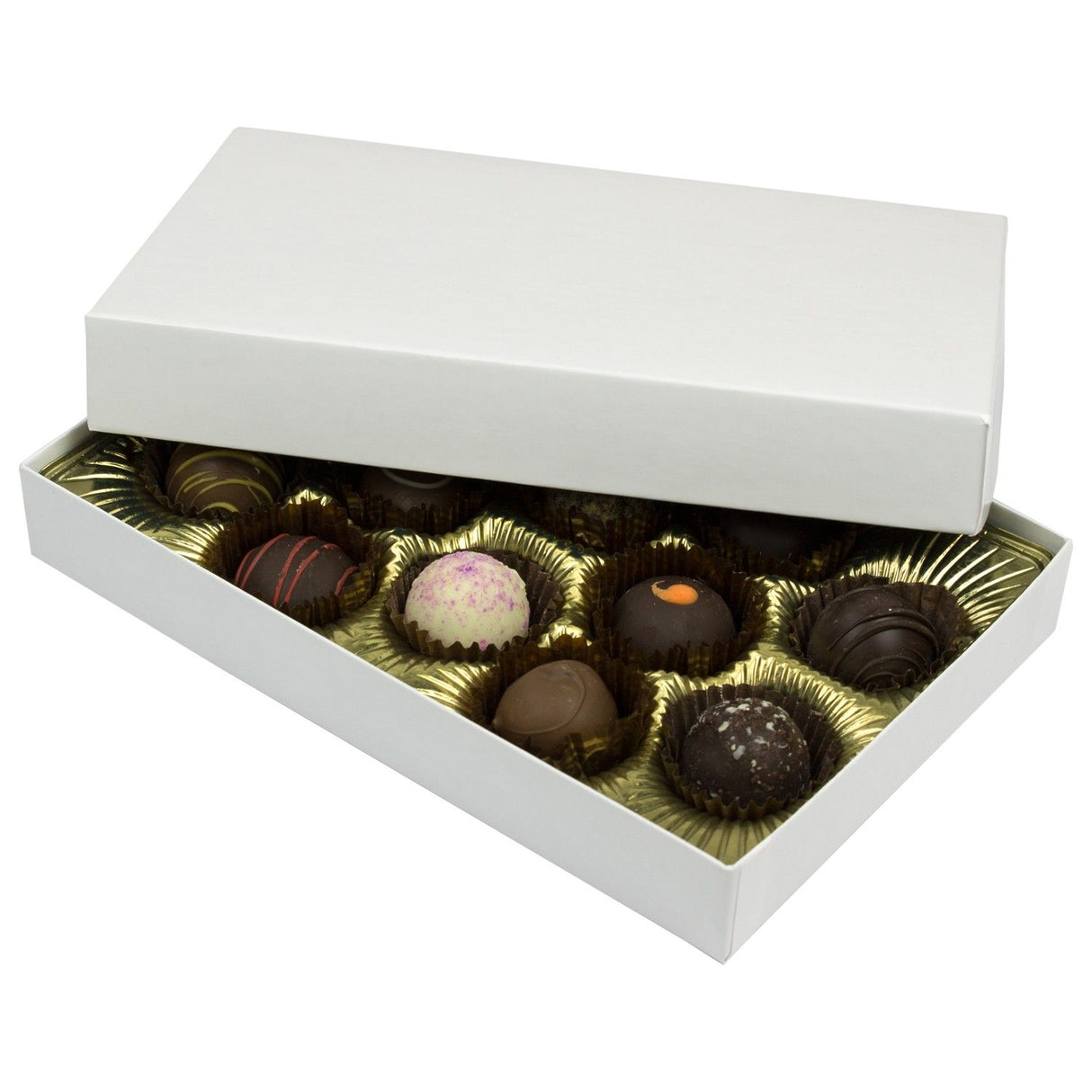 White Krome - Rigid Candy Box - Lid & Base - (1/2 lb) 8-1/8 x 5-1/4 x 1-1/8"