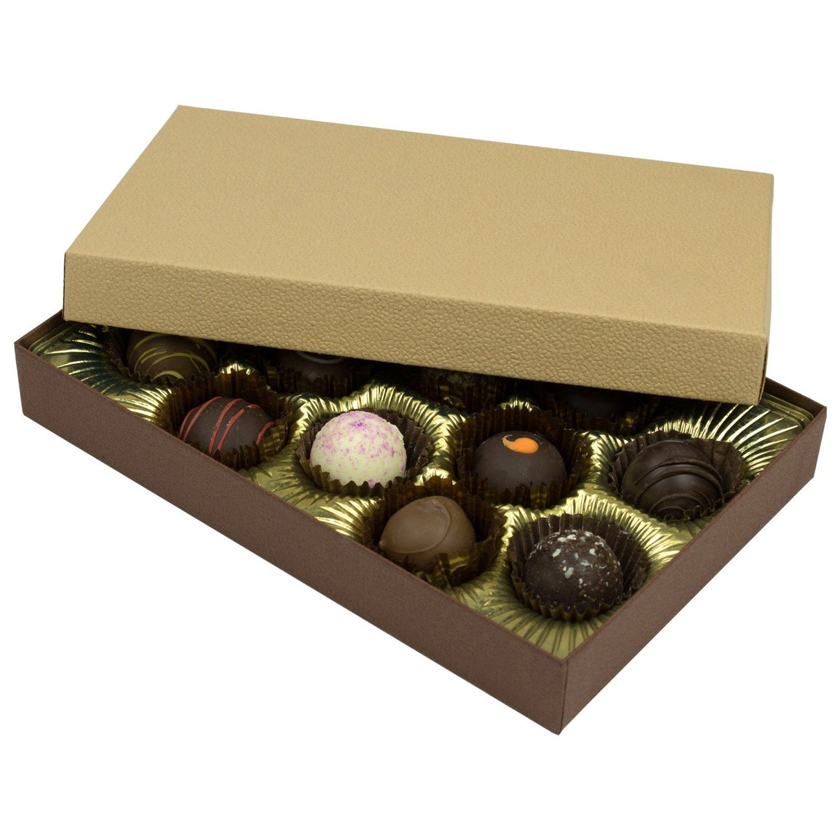 Latte Lid / Cocoa Base - Rigid Candy Box - Lid & Base - (1/2 lb) 8-1/8 x 5-1/4 x 1-1/8"