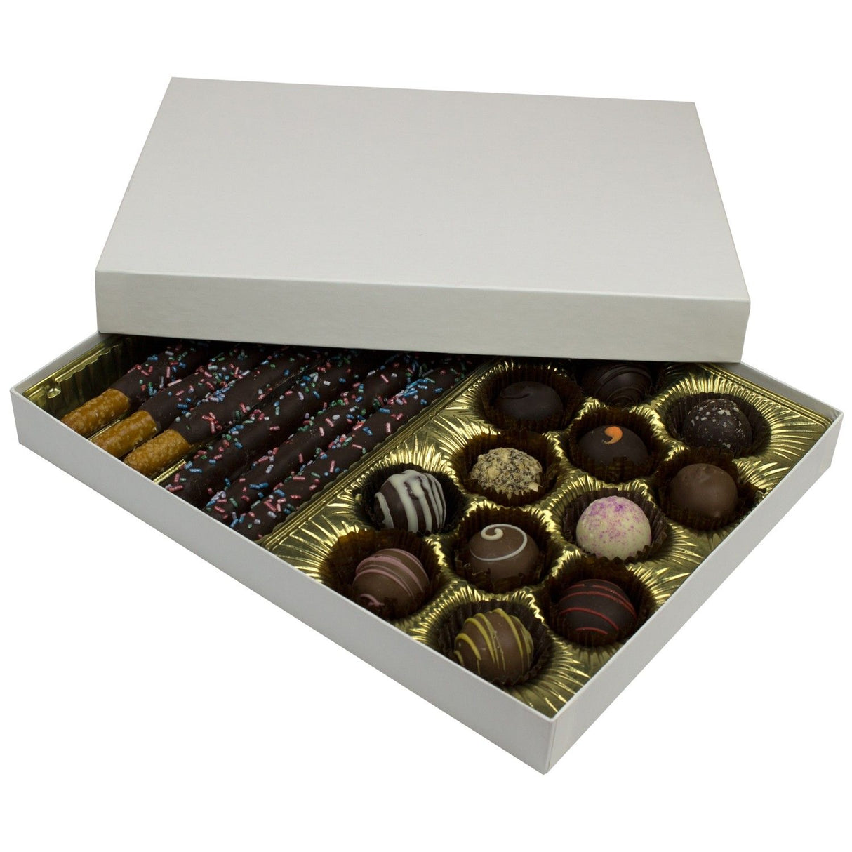 White Krome - Rigid Candy Box - Lid & Base - (1 lb) 10-1/2 x 8-1/8 x 1-1/8"