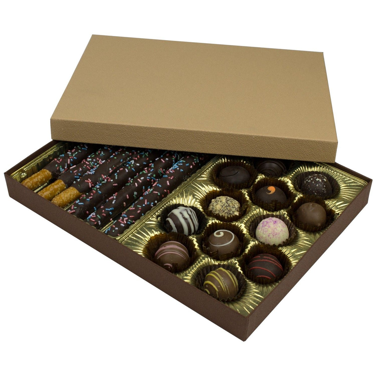 Latte Lid / Cocoa Base - Rigid Candy Box - Lid & Base - (1 lb) 10-1/2 x 8-1/8 x 1-1/8"