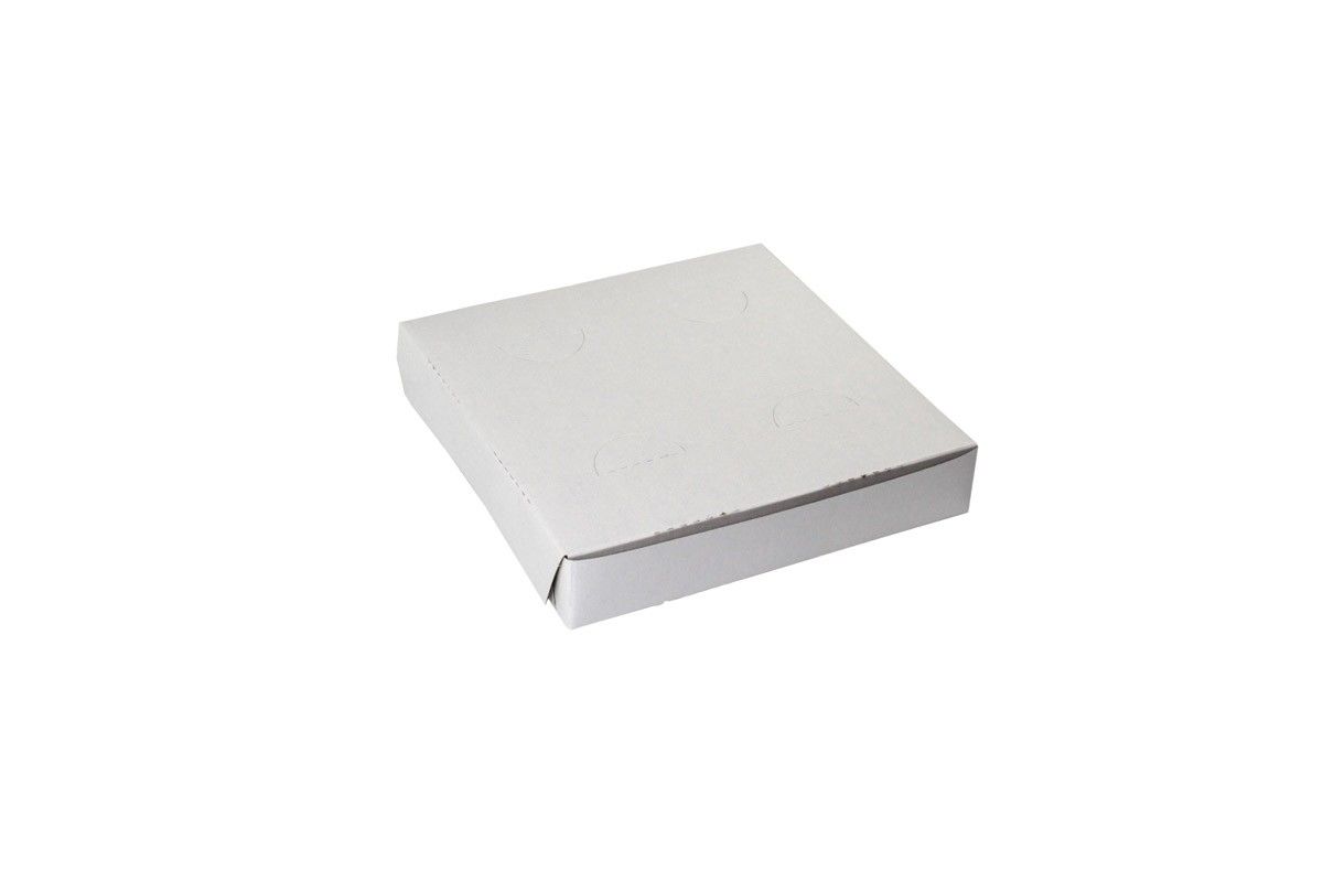 White - 1 Pc. Lock Corner Pizza Box - 8 x 8 x 1-1/2"