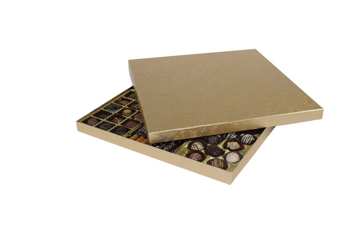 Elegant Gold - Rigid Candy Box - Lid & Base - (3 lb) 16-1/4 x 15-3/4 x 1-1/8"