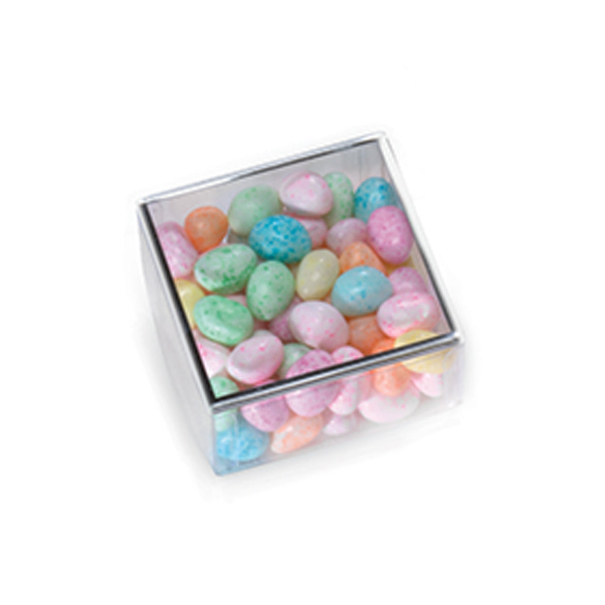 Clear - Silver Rimmed Rectangle Candy Box - (Medium) 3 x 3 x 1-3/8"