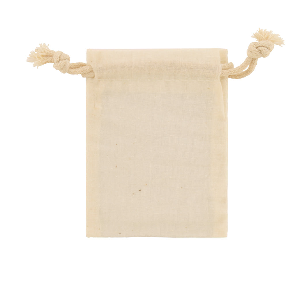 Natural Cotton Drawstring Pouches - 3 x 4"