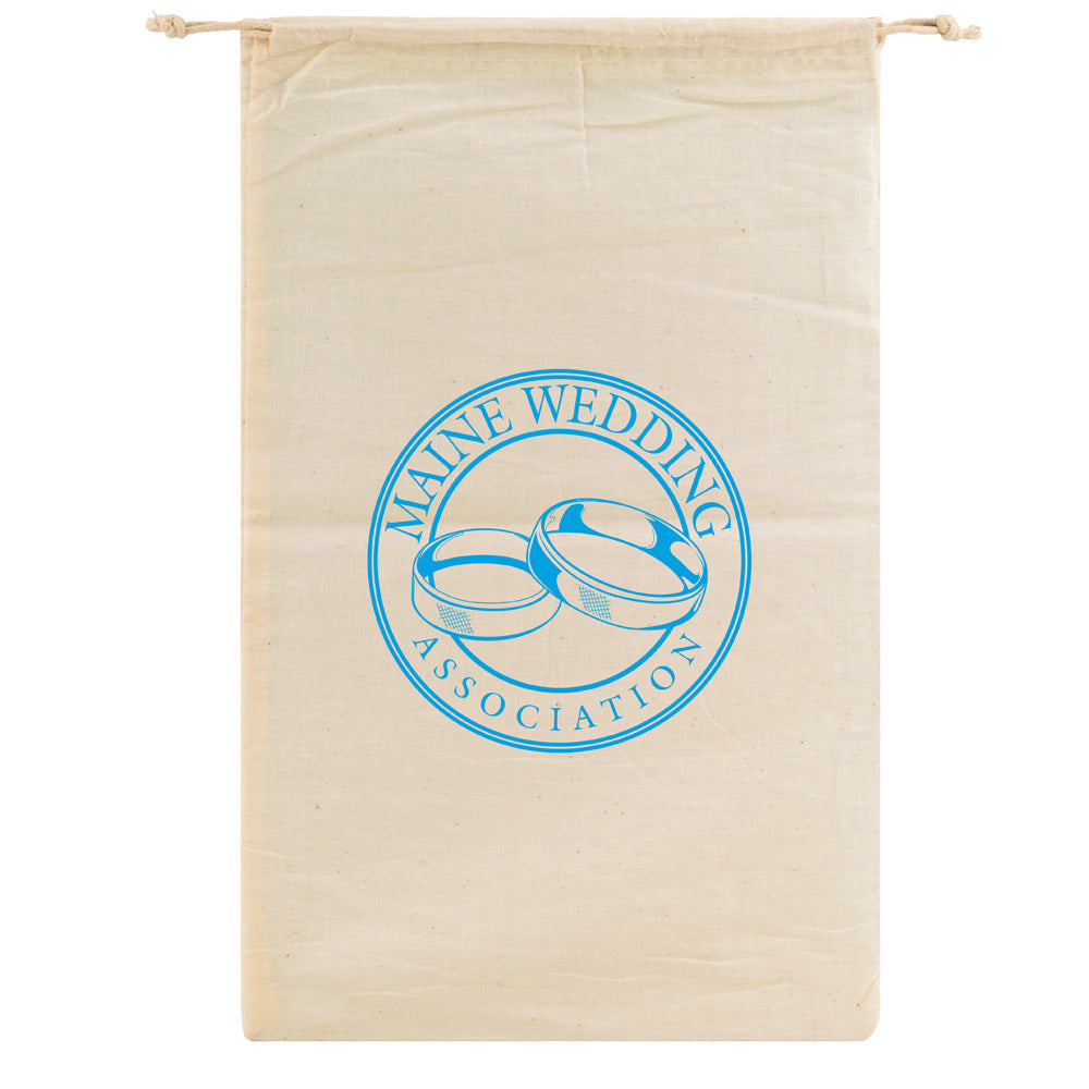 Natural Cotton Drawstring Pouches - 10 x 16"