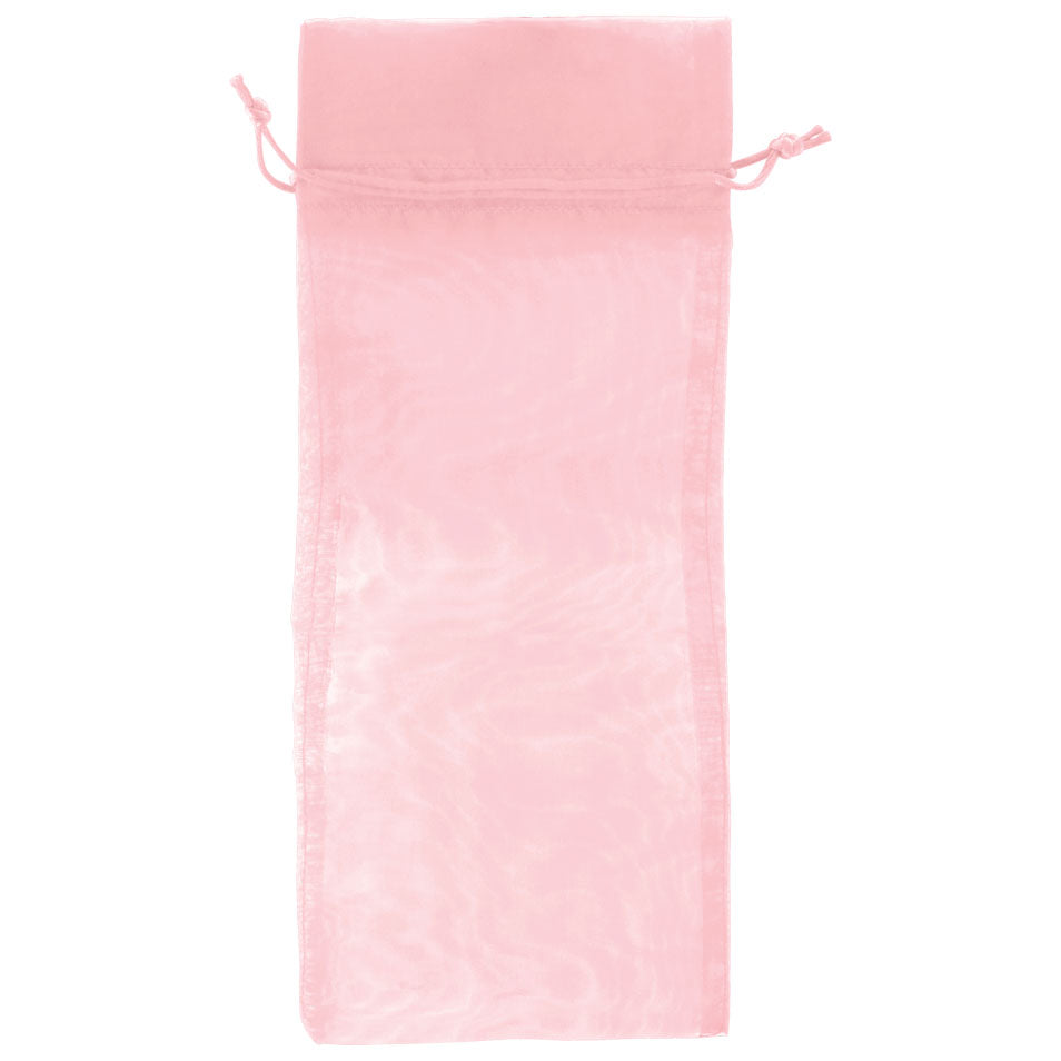 Pink - Flat Organza Wine Bag - 6-1/2 x 15"