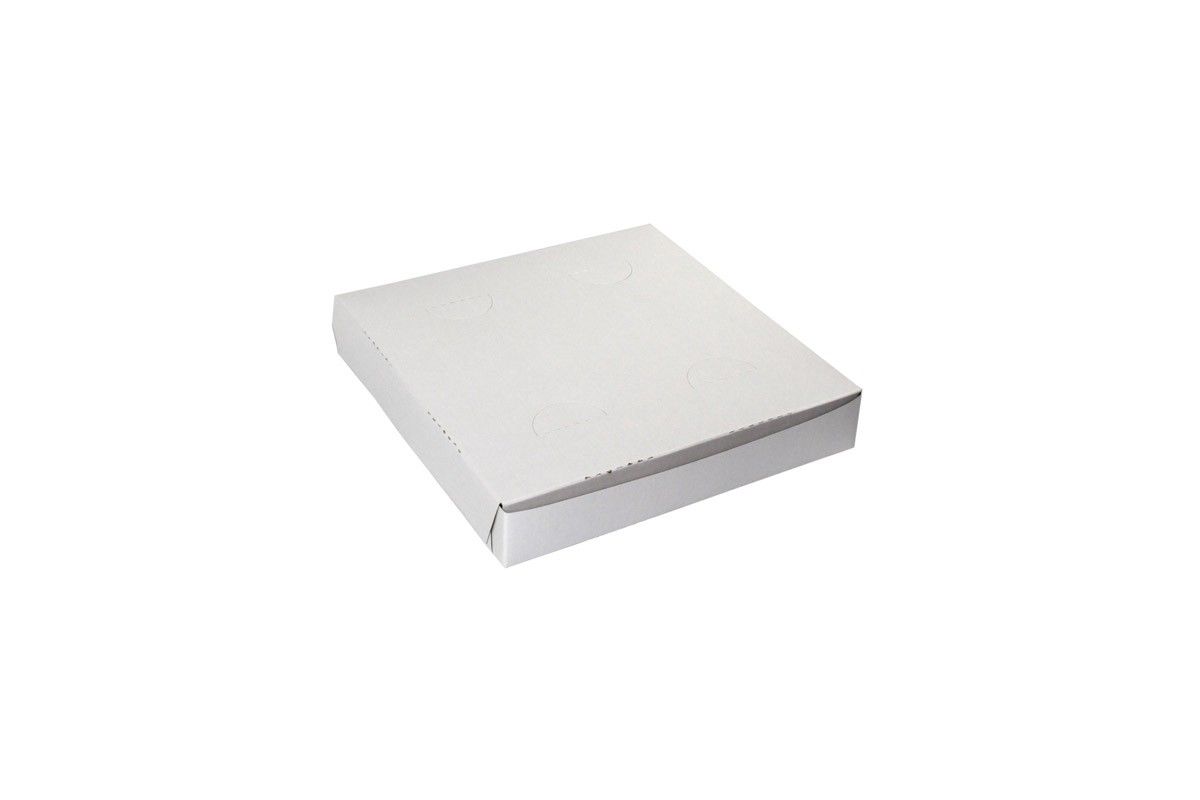 White - 1 Pc. Lock Corner Pizza Box - 9 x 9 x 1-1/2"