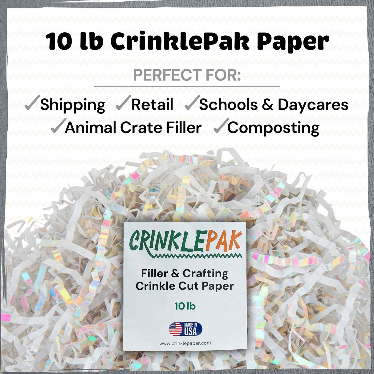 10lb White Iridescent Crinkle Paper