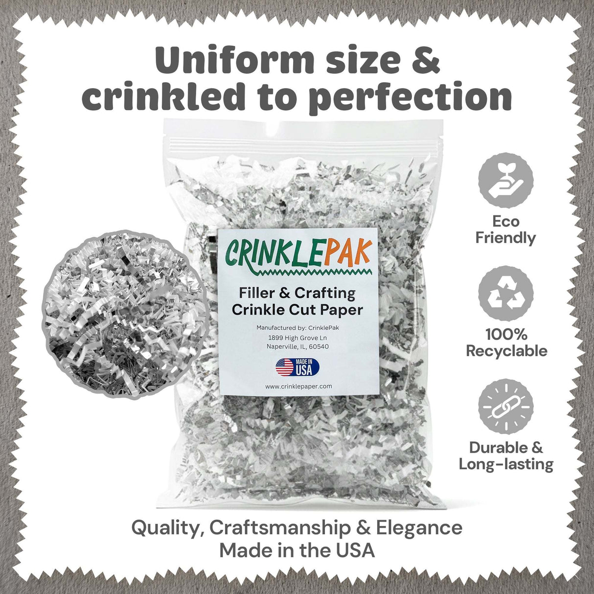 10LB Premium White Silver Crinkle Paper