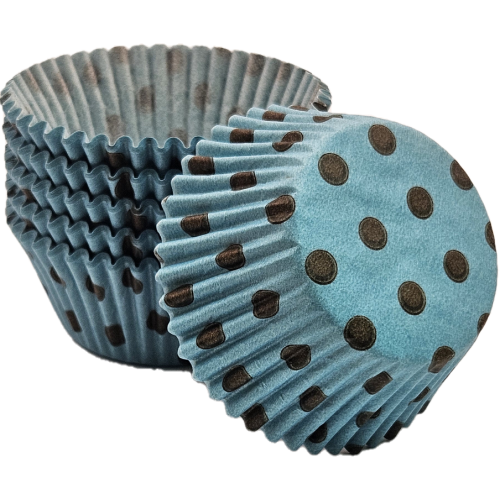 Hot Dots - Aqua W/Brown Dots - Baking Cup - 2" (Dia) x 1-1/4" (H)
