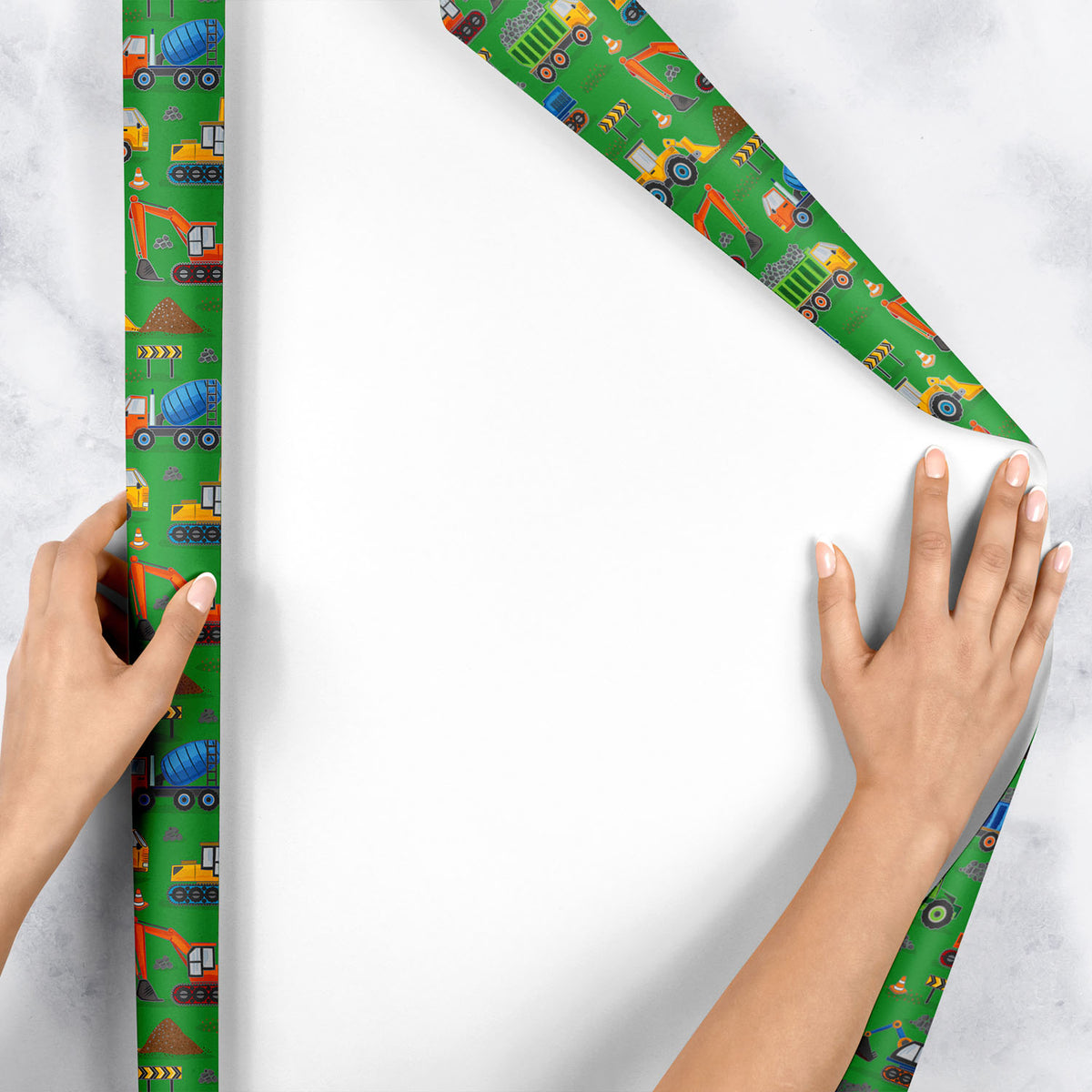Construction Trucks Green Gift Wrap - B239.1e.jpg