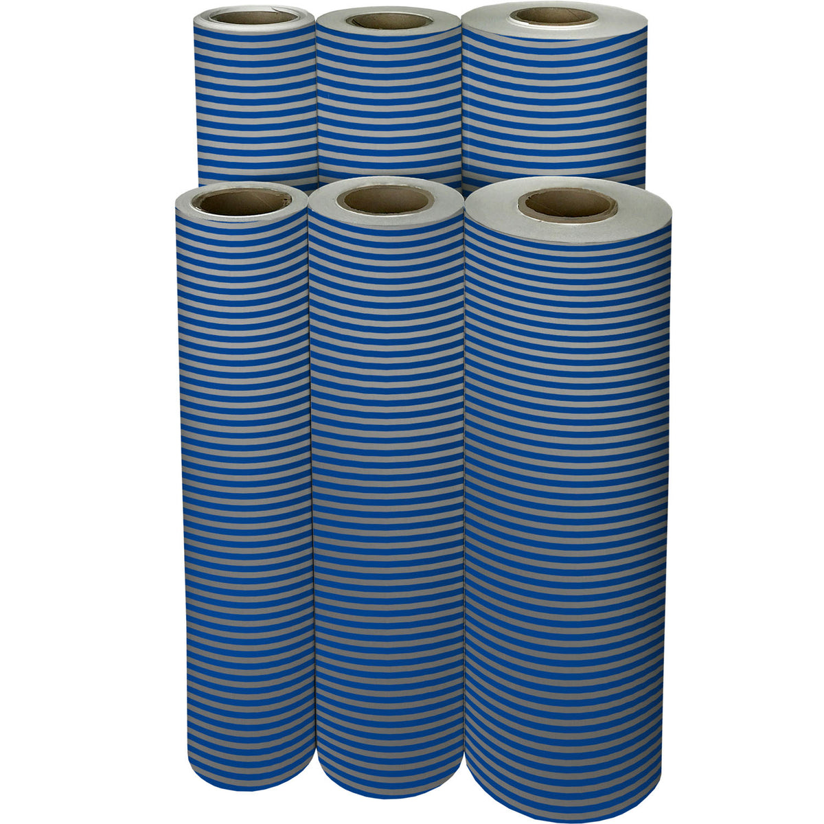 Blue Silver Stripe Gift Wrap - B513.1f.jpg