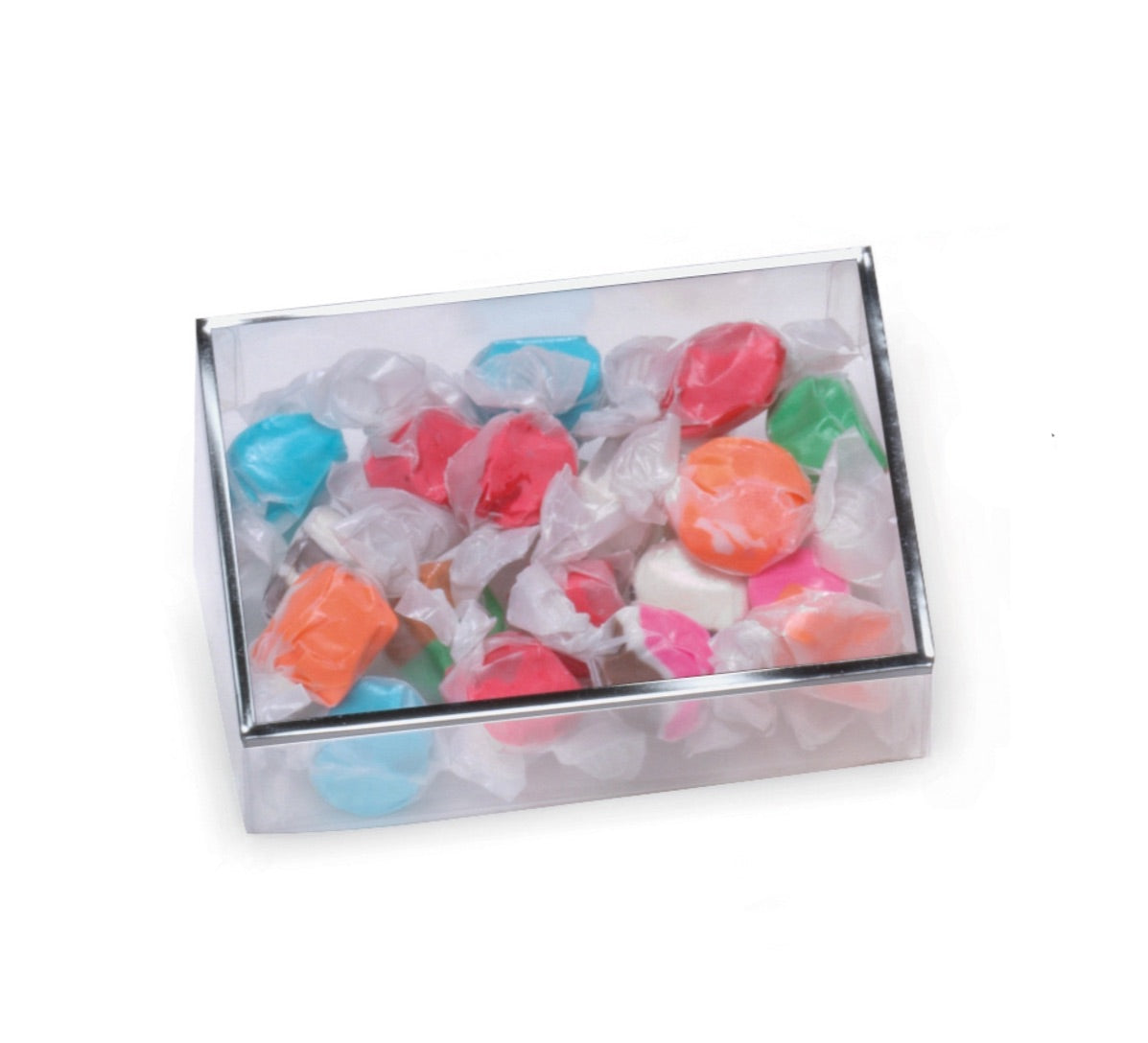 Clear - Silver Rimmed Rectangle Candy Box - (Small) 4-1/2 x 3 x 1-3/8"