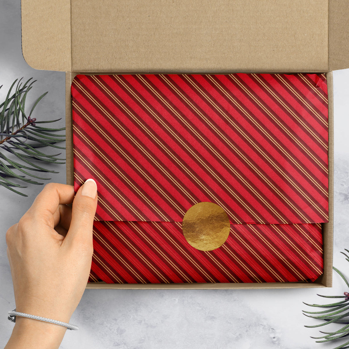 Red & Gold Stripes Gift Tissue - BXPT862.1e.jpg