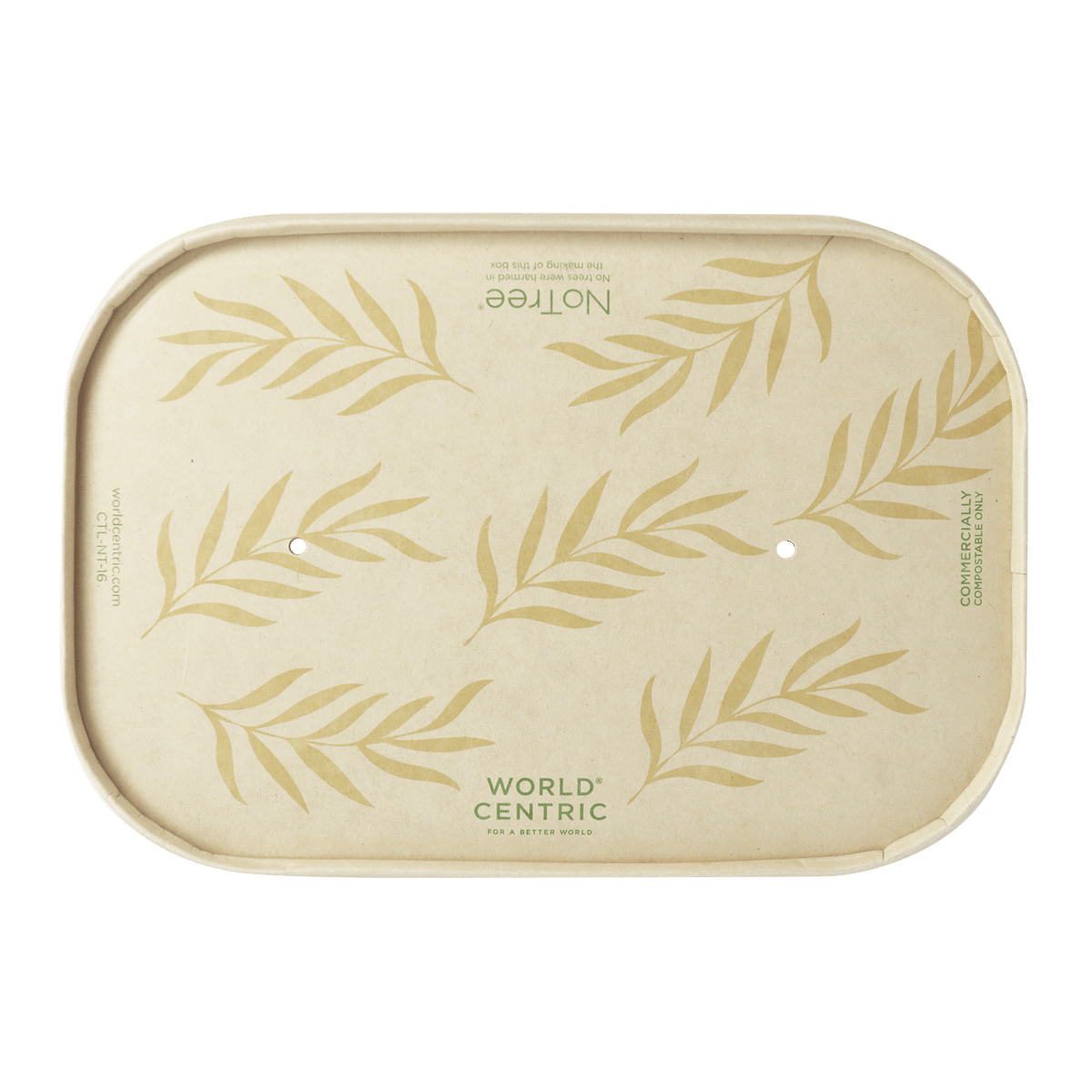 World Centric Lid Paper - 16-32 oz NoTree Rectangular Containers (QTY:300)