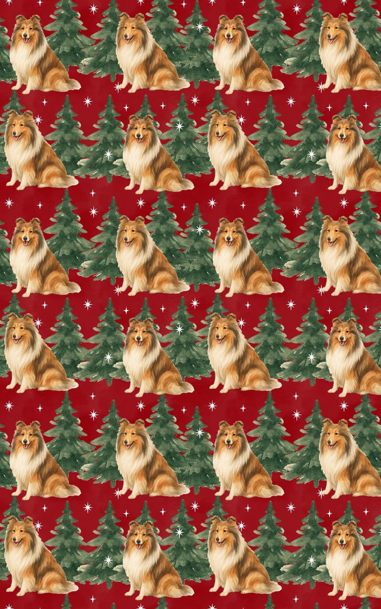 Collie in Winter Pines