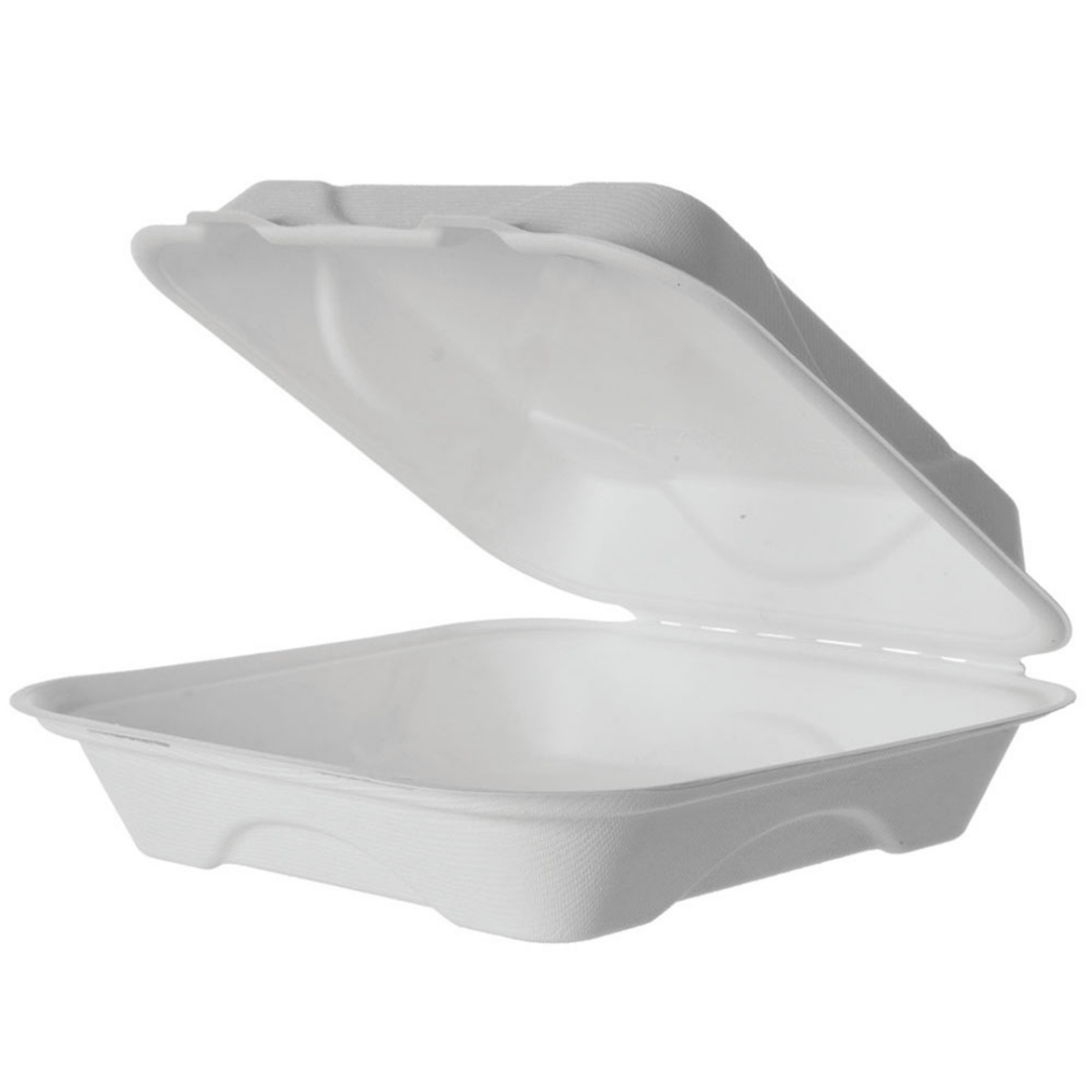 Eco-Products Vanguard Renewable & Compostable Sugarcane Clamshells, 9 x 9 x 3 in (QTY 200), SKU EP-HC91NFA