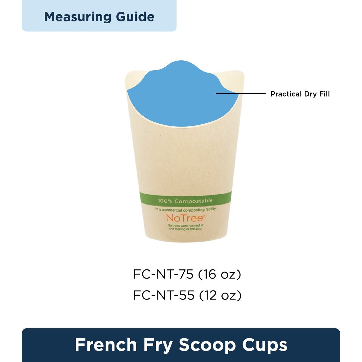 World Centric 16 oz NoTree Paper French Fry Scoop Cup Compostable Snack Container (QTY 1000), SKU FC-NT-75