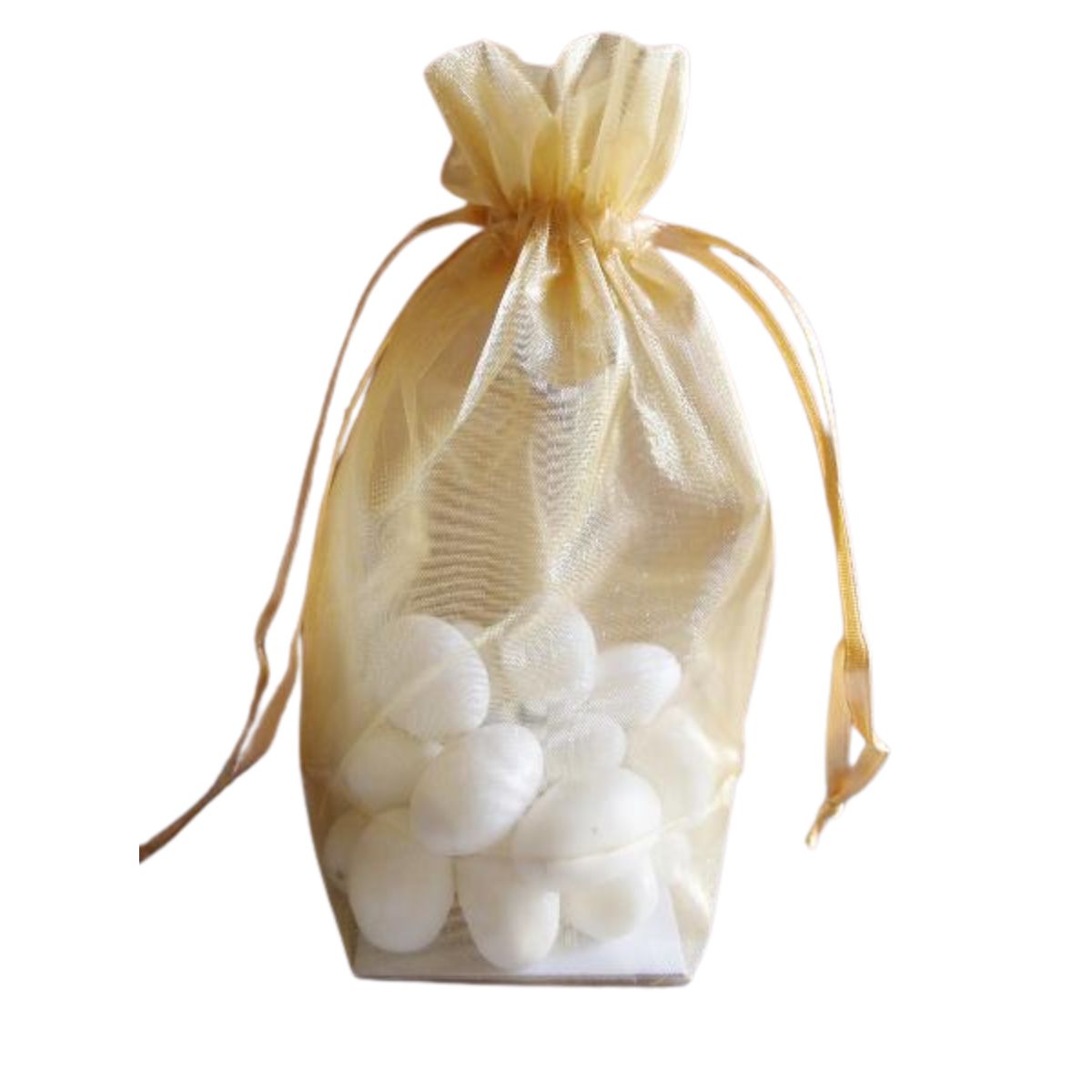 Gold - Cardboard Bottom Organza Bag - 4 x 2 x 6"