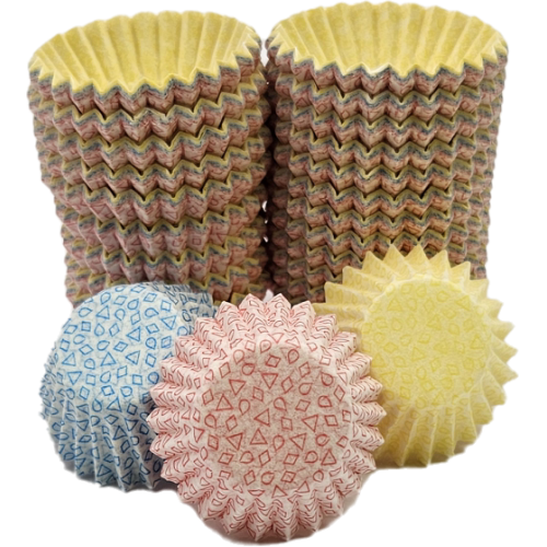 Knack Design Assorted Colors: Red/ Yellow/ Blue - Grease Proof Candy Cups - 3/4 (Dia) x 5/8" (H)