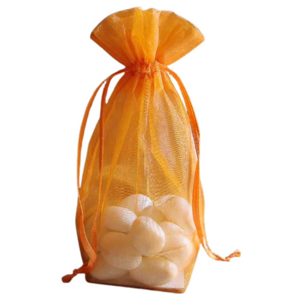 Orange - Cardboard Bottom Organza Bag - 4 x 2 x 6"