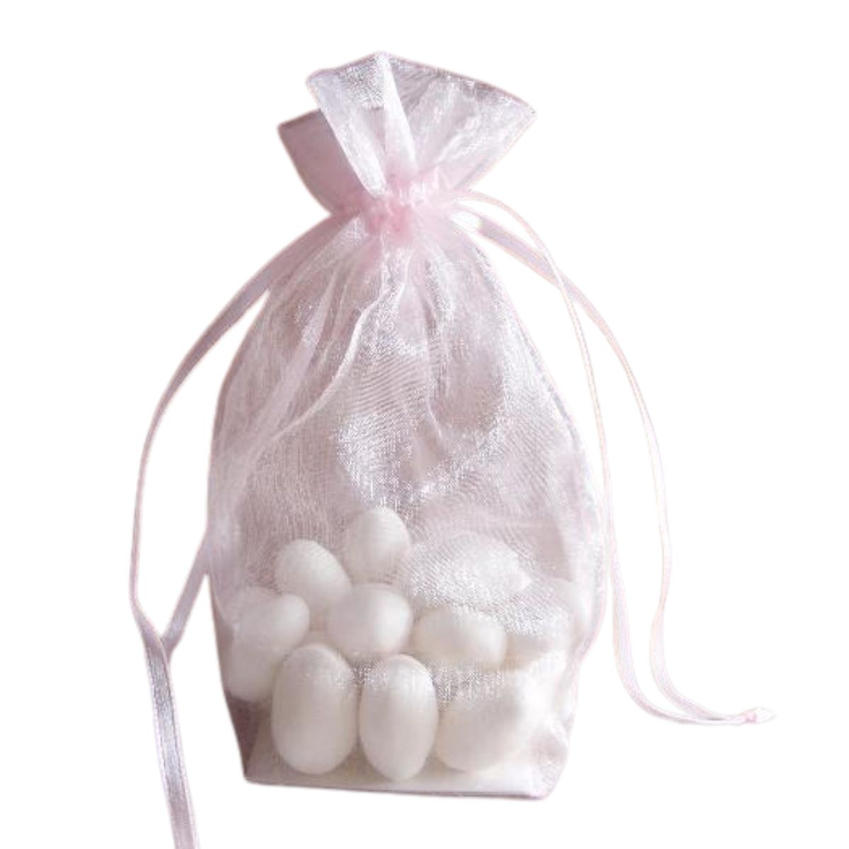 Pink - Cardboard Bottom Organza Bag - 4 x 2 x 6"