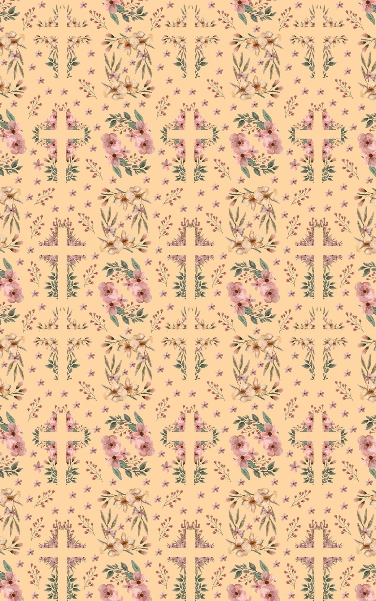 Easter Floral Cross - Orange Cream