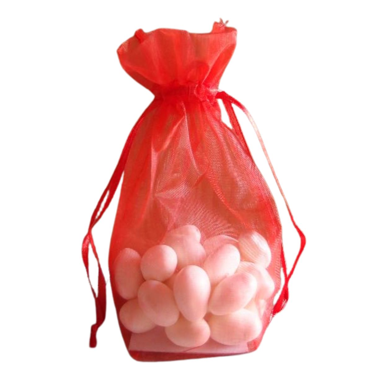 Red - Cardboard Bottom Organza Bag - 4 x 2 x 6"