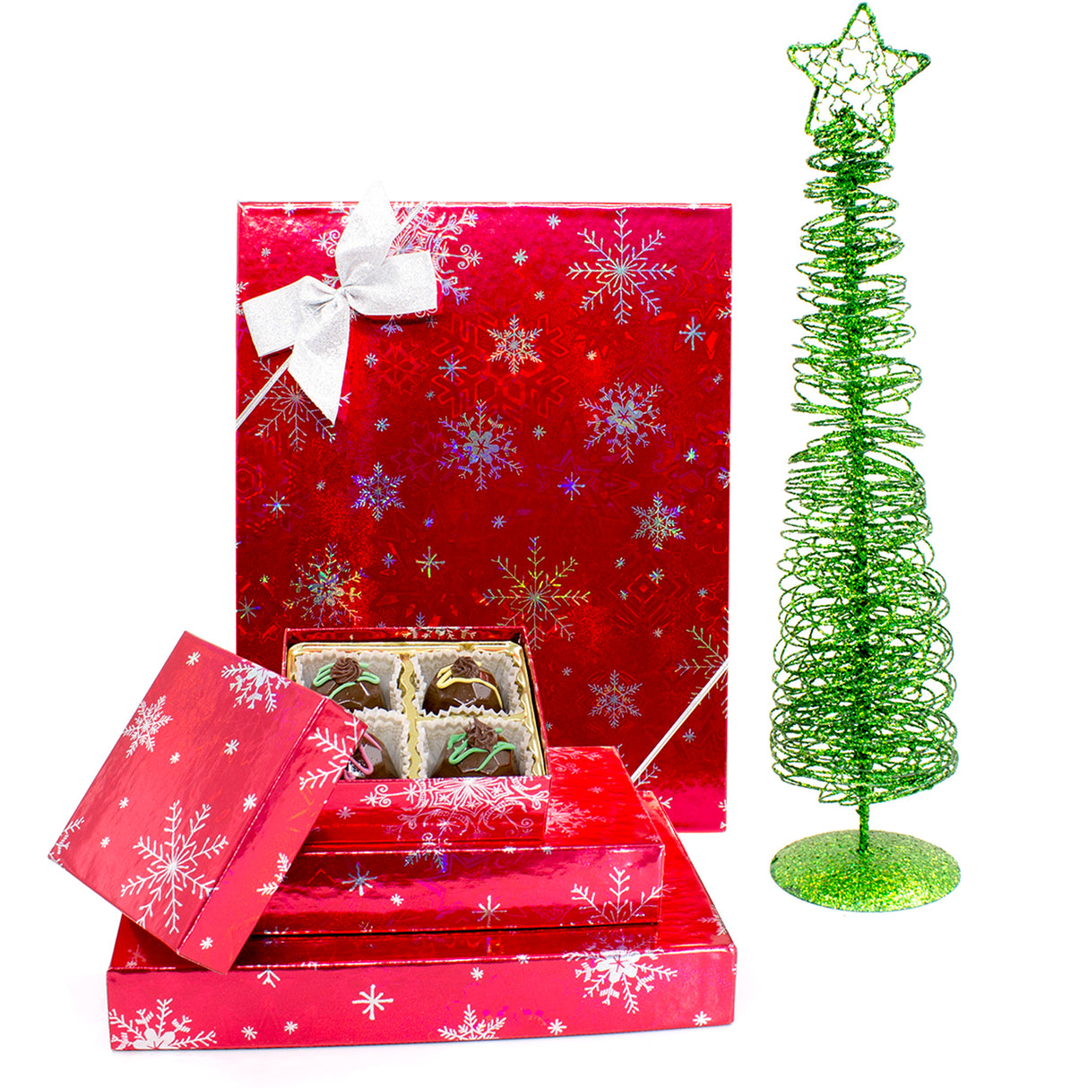 Red Snowflake Rigid Candy Boxes