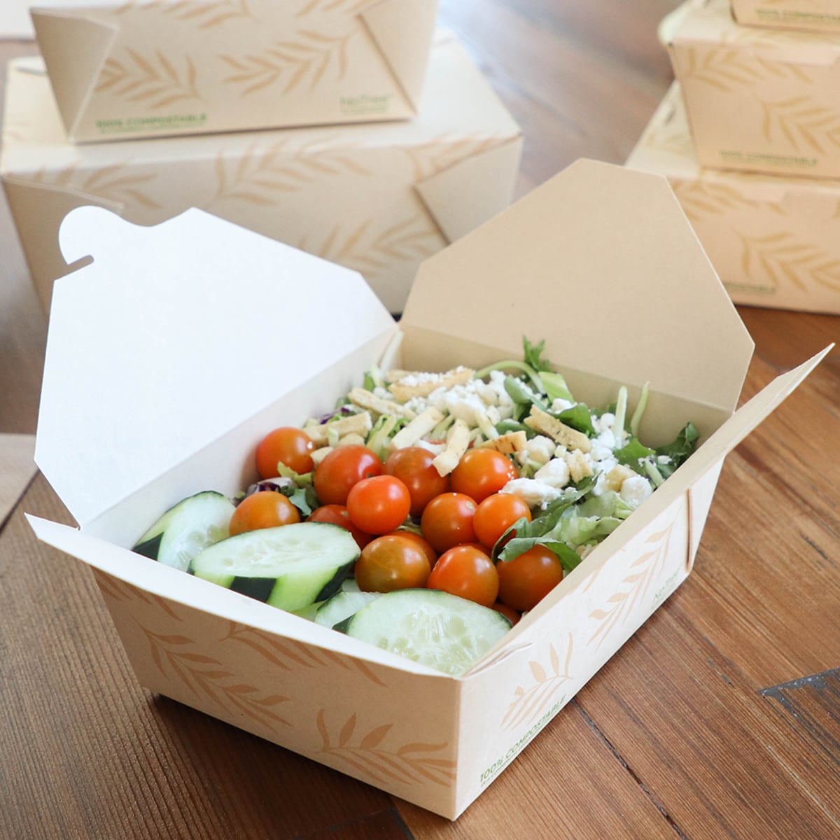 World Centric NoTree Paper #3 Take-Out Container 65 oz, Compostable Bamboo Paper (QTY 200), SKU TO-NT-3