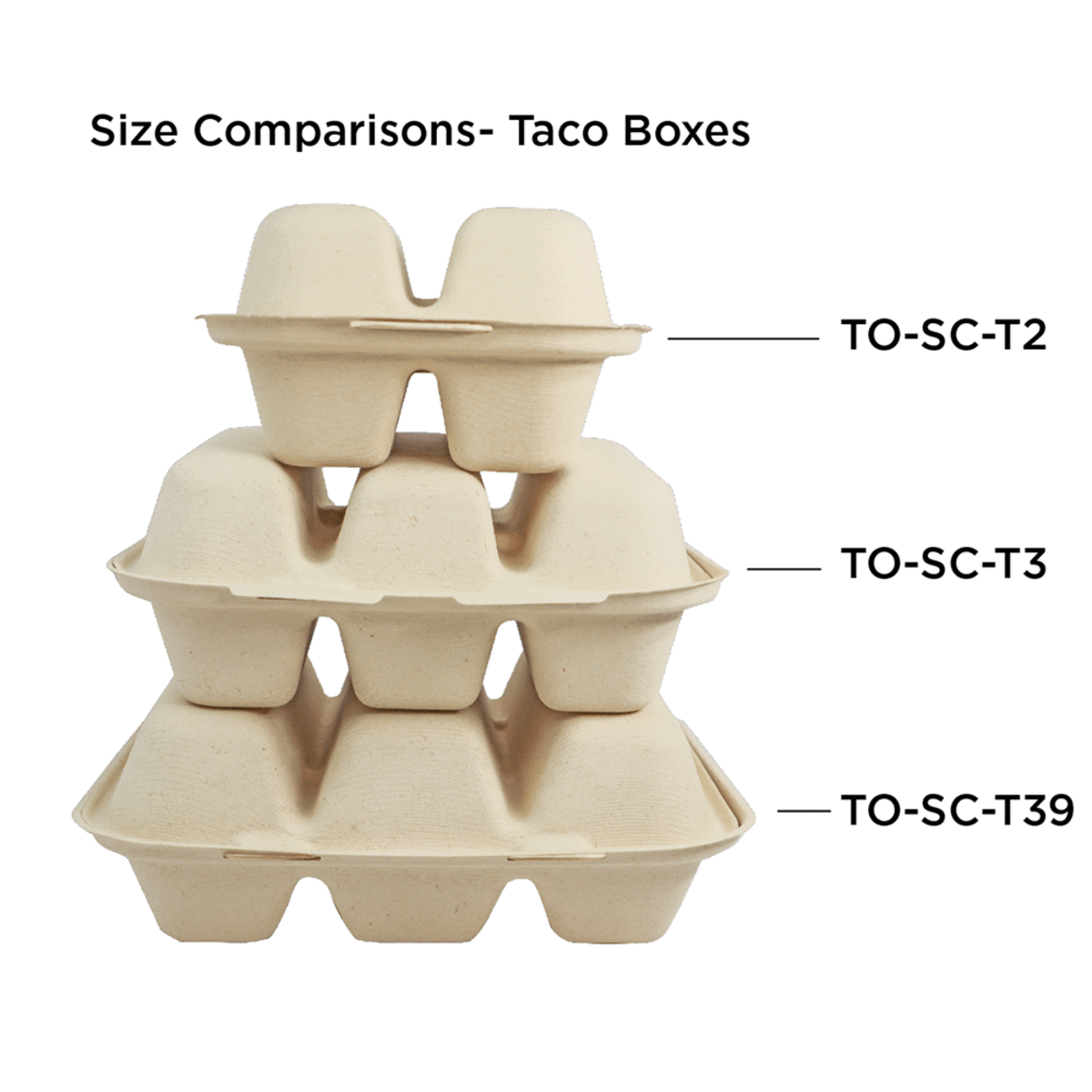 World Centric 3-Compartment Fiber Taco Box, 9 x 8 x 3 in (QTY 300), SKU TO-SC-T39-LFS
