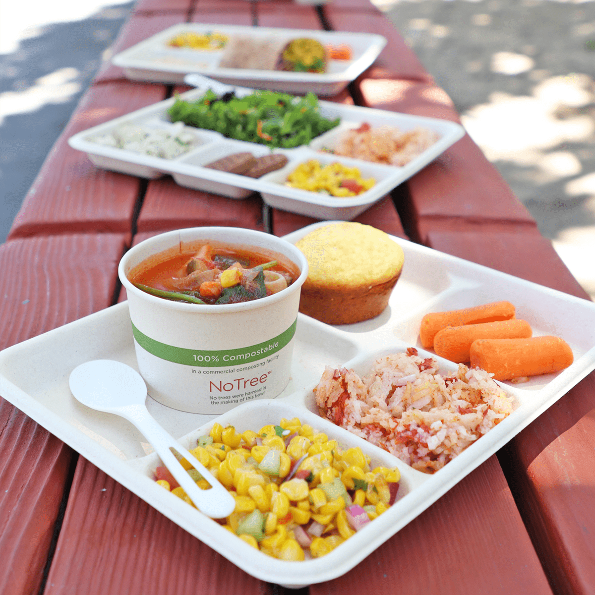 World Centric 18 oz Fiber Tray 5-Compartment Compostable Cafeteria Tray (QTY 400), SKU TR-SC-5C-LFS