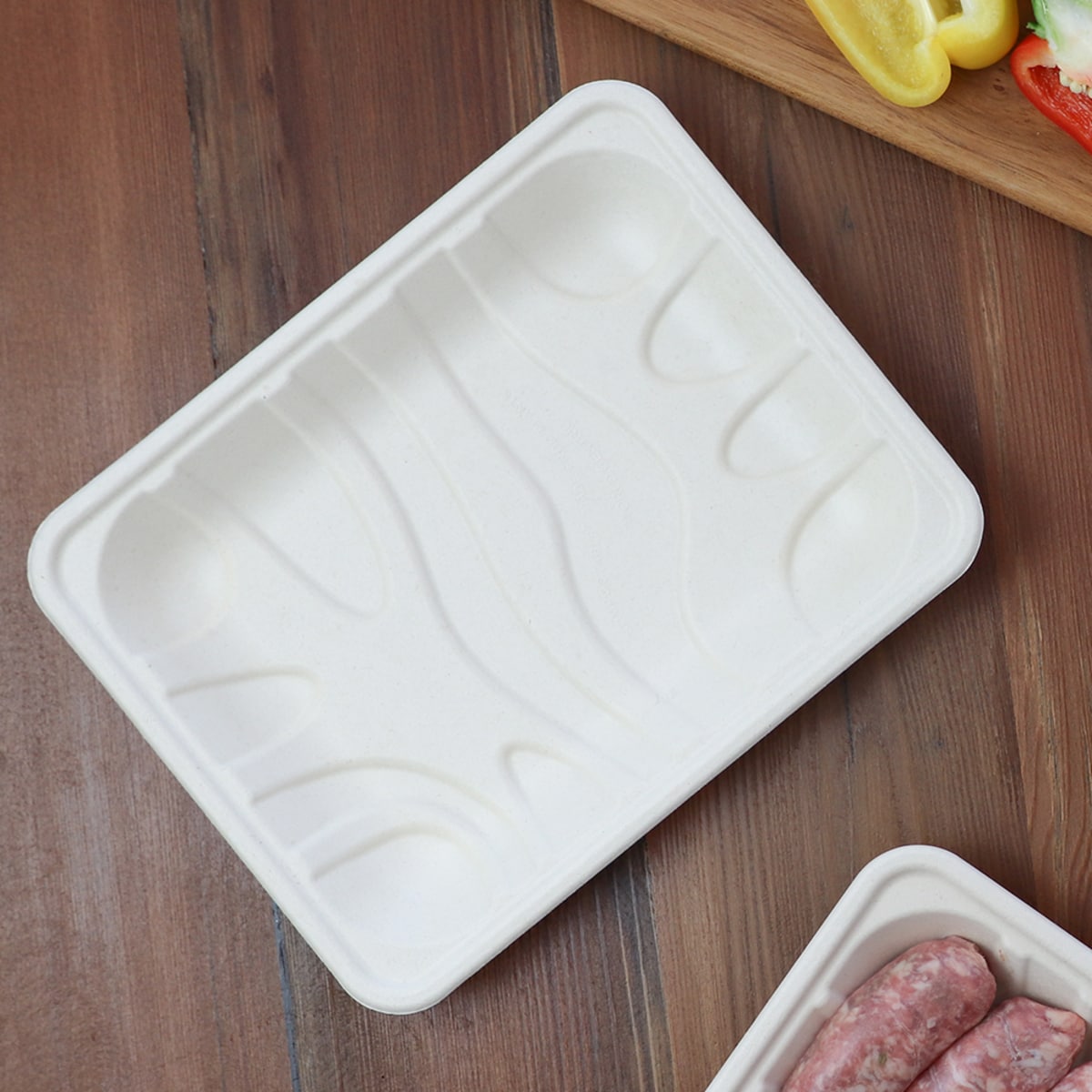 World Centric 10.5x8.2x1.25 Fiber Meat and Produce Tray, PLA Lined (QTY:480)