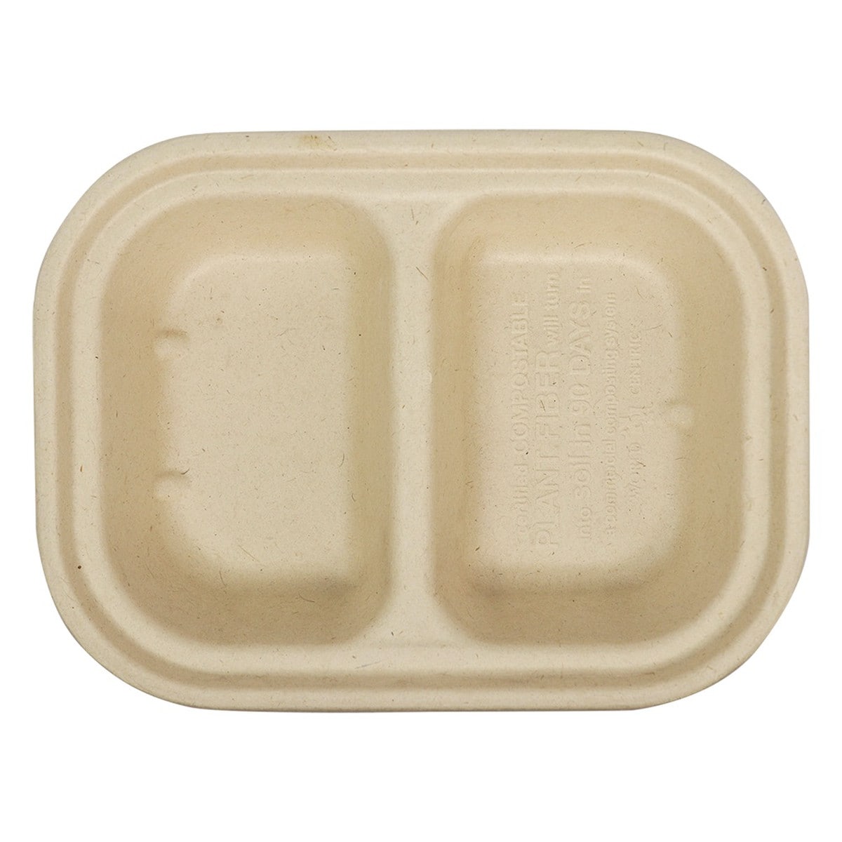 World Centric 14 oz Compostable Fiber Container, 2-Compartment, 8 x 6 x 1.5 in (QTY 400), SKU TR-SC-U8D-LFS