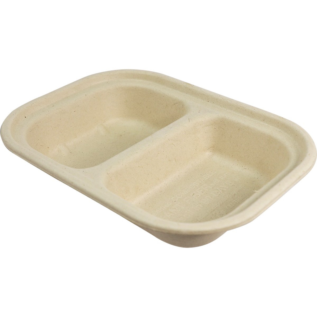 World Centric 14 oz Compostable Fiber Container, 2-Compartment, 8 x 6 x 1.5 in (QTY 400), SKU TR-SC-U8D-LFS
